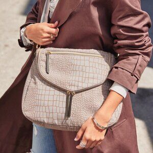 NWT - Neutral Croc - Stella & Dot Lady Boss Hobo with Strap